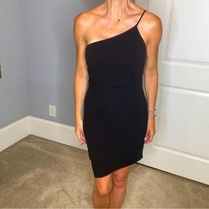 REVOLVE Blue blush asymmetrical hem little BLACK dress one shoulder small sexy